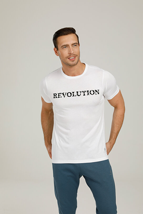 Lumberjack CT588 REVOLUTION T-SHIRT Beyaz Erkek Kısa Kol T-Shirt