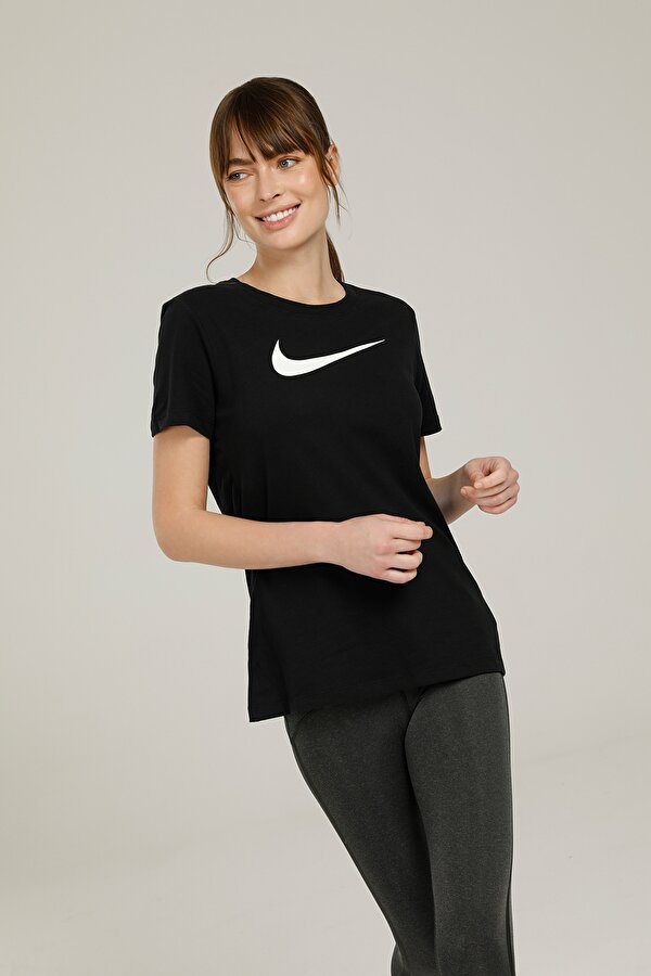 Nike W NK DRY TEE DFC CREW Siyah Kadın Kısa Kol T-Shirt