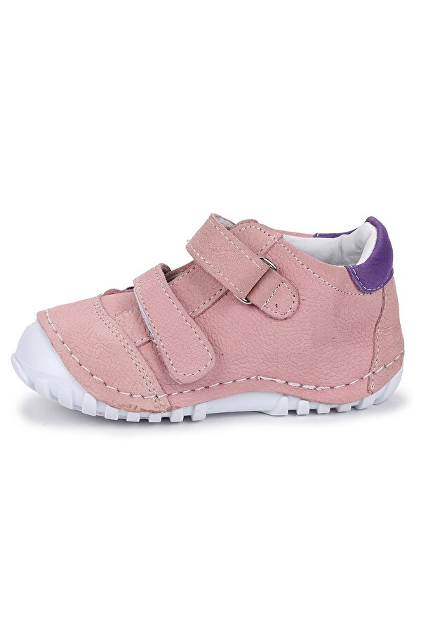 Kiko Kids Teo 202 %100 Deri Cırtlı Kız Çocuk Ayakkabı Pudra - Mor IV8106