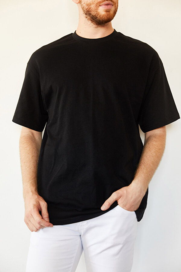 Xhan Siyah Basic Bol Kesim Oversize T-Shirt 0YXE1-44124-02 Xhan Siyah Basic Bol Kesim Oversize T-Shirt 0YXE1-44124-02