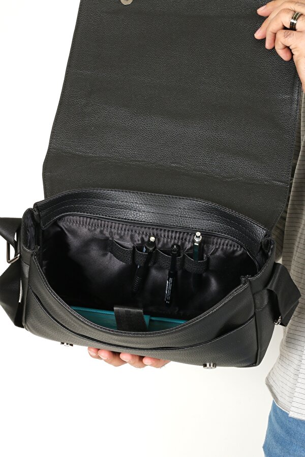 byHAKAN AR-1800 POSTACI EVRAK DİZÜSTÜ LAPTOP NOTEBOOK MACBOOK TABLETÇANTASI EL VE OMUZ GÜNLÜK KULLANIM ÇANTA SİYAH