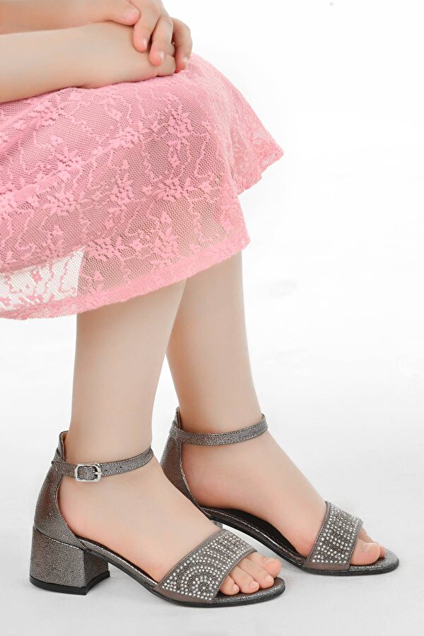 Kiko Kids 765 Vakko Günlük Kız Çocuk 3 Cm Topuklu Sandalet Ayakkabı Platin
