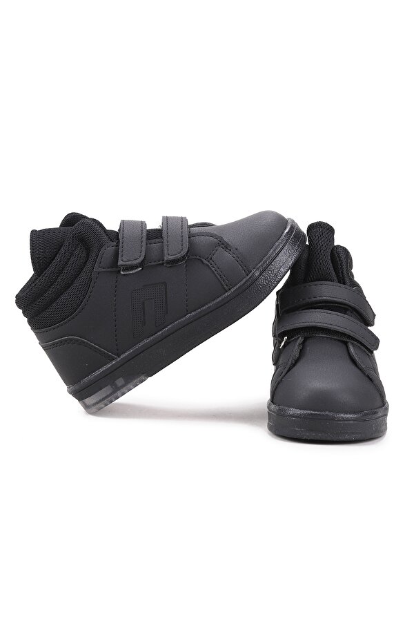 Kiko Kids Pkmn Boğazlı Cırtlı Işıklı Kız/Erkek Çocuk Spor Bot Ayakkabı Siyah
