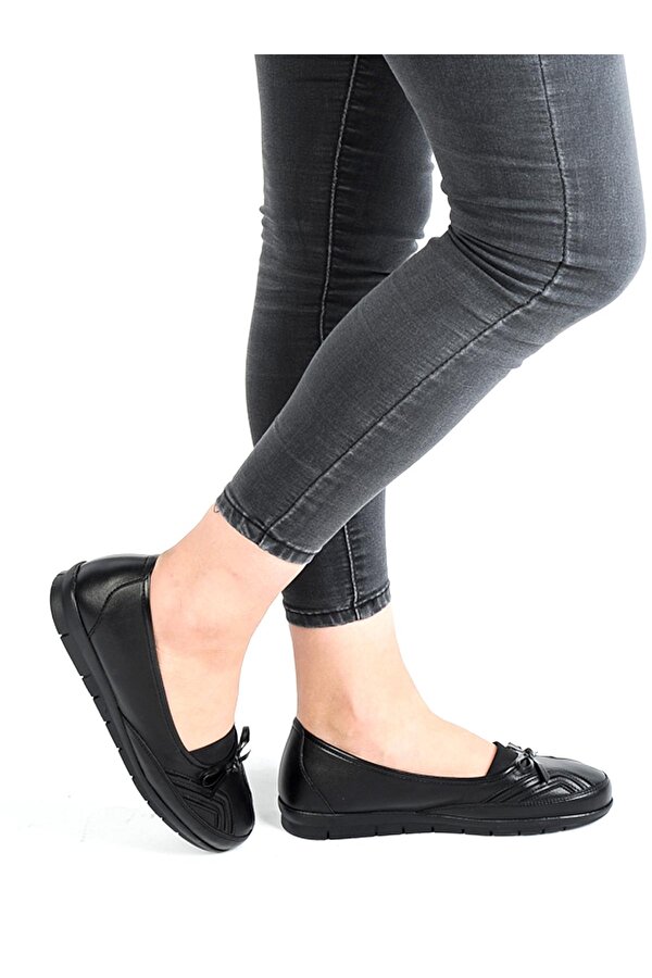 Frida 65.402 Siyah Jel Taban Günlük Kadın Babet Ayakkabı