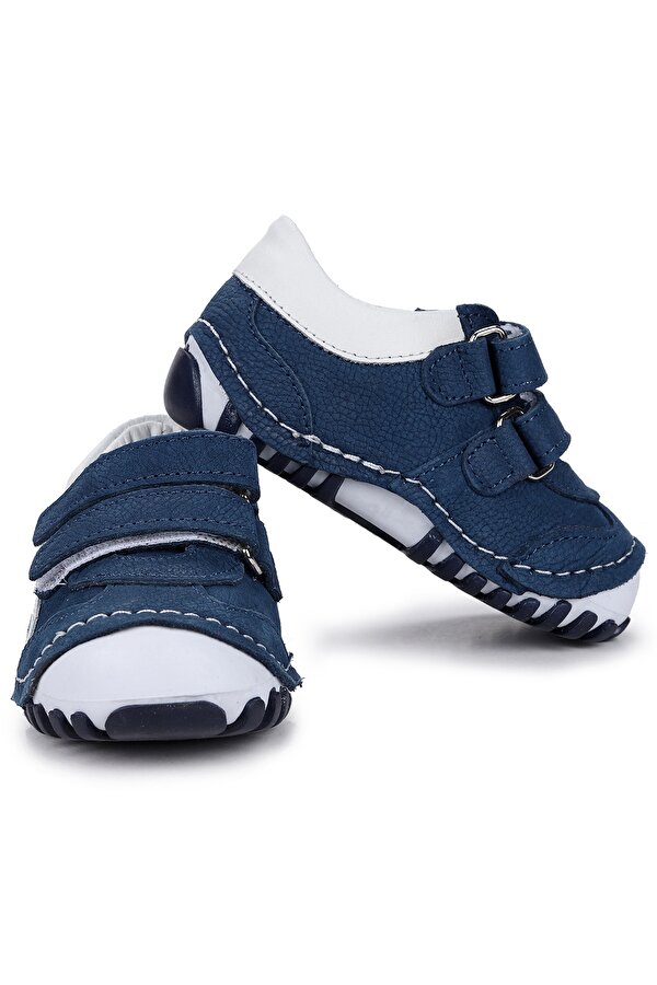 Kiko Kids Teo 508 %100 Deri Cırtlı Kız/Erkek Çocuk Ayakkabı Lacivert - Beyaz