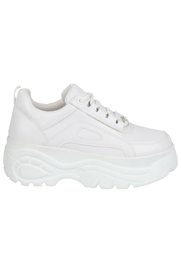 Modabuymuş Beyaz Kalın Tabanlı Sneaker Günlük Spor Ayakkabı - Porto