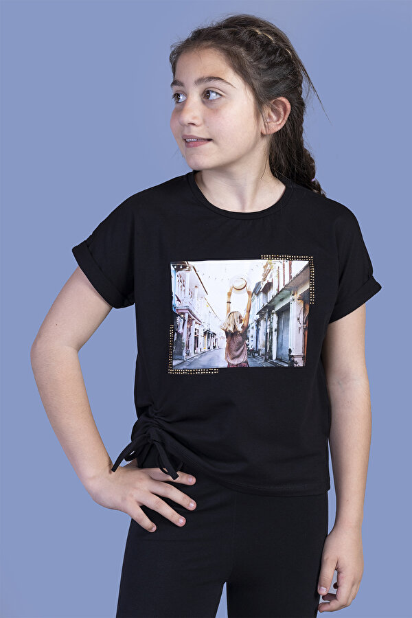 Toontoy Kız Çocuk Dijital Baskılı Tişört
