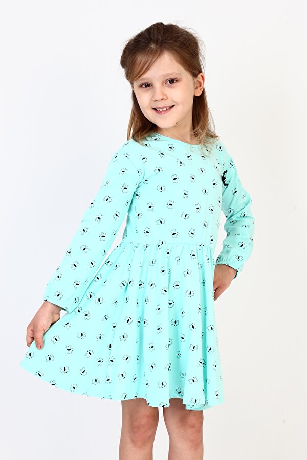 Toontoy Kız Çocuk Komple Kelebek Desenli Elbise