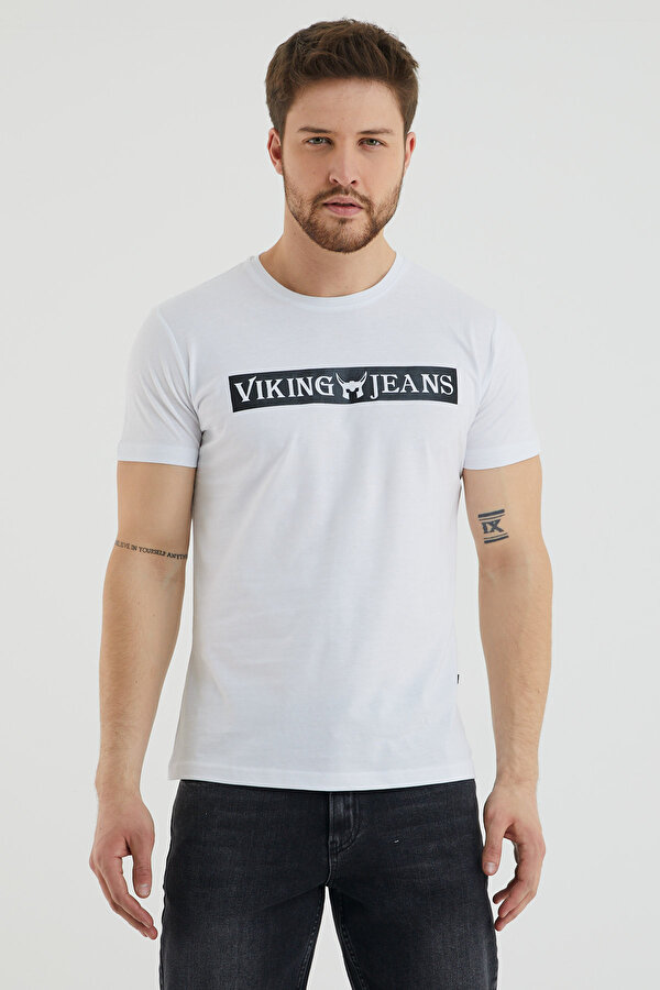 Viking Jeans Bisiklet Yaka Yazı Baskılı Tshirt