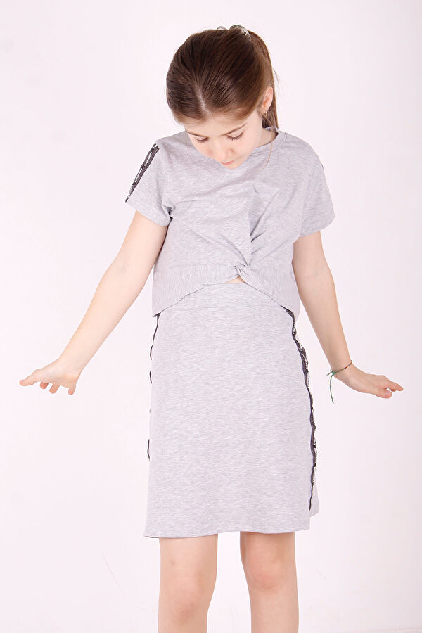 Toontoy Kız Çocuk Fashion Şeritli Etekli Takım