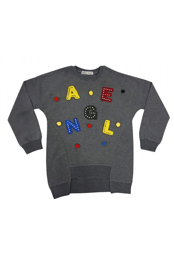 Toontoy Kız Çocuk Sweatshirt Renkli Angel Nakışlı Toontoy Kız Çocuk Sweatshirt Renkli Angel Nakışlı