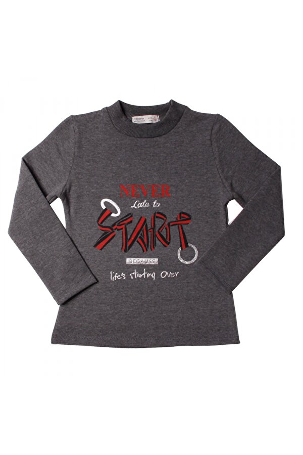 Toontoy Kız Çocuk Sweatshirt Start Varak Baskılı