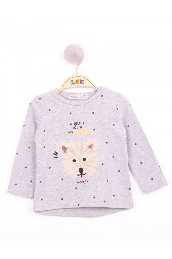 Toontoy Kız Bebek Köpek Nakışlı T-Shirt