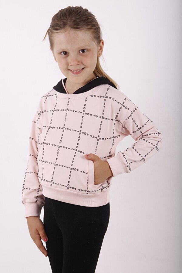 Toontoy Kız Çocuk Positive Baskılı Crop Sweatshirt