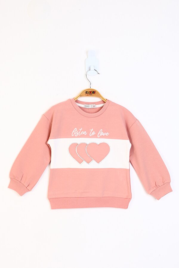 Toontoy Kız Çocuk Kalp Nakışlı Sweatshirt