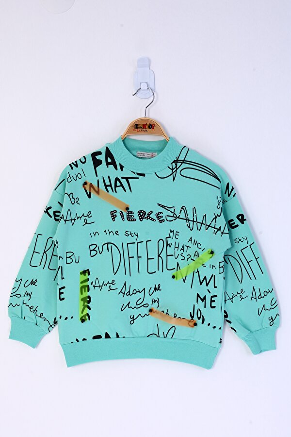 Toontoy Kız Çocuk Neon Şerit Detaylı Baskılı Sweatshirt