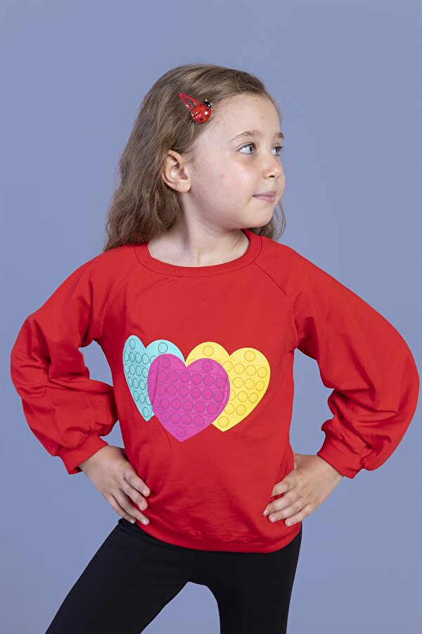 Toontoy Kız Çocuk Popıt Desenli Sweatshirt