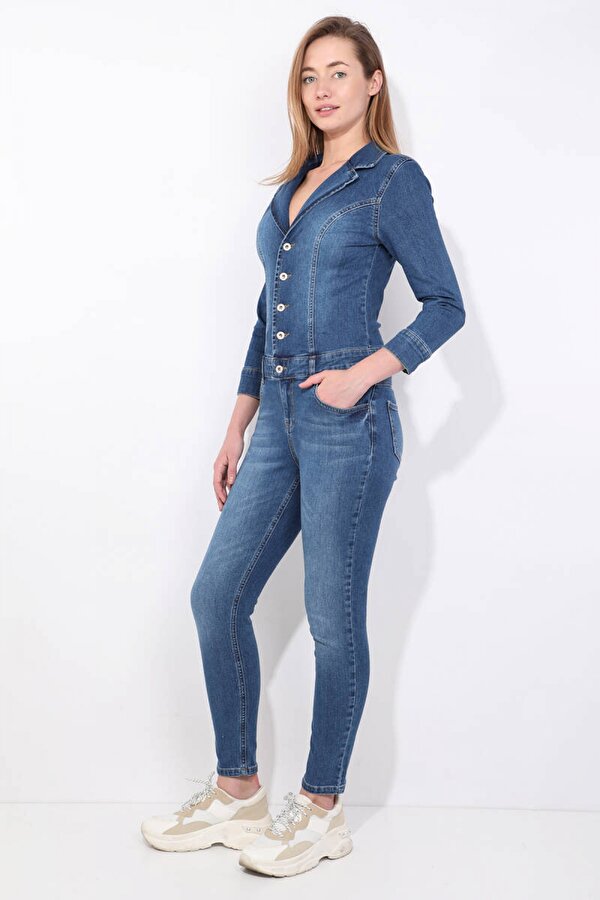 Banny Jeans Kadın Koyu Mavi Jean Tulum Pantolon
