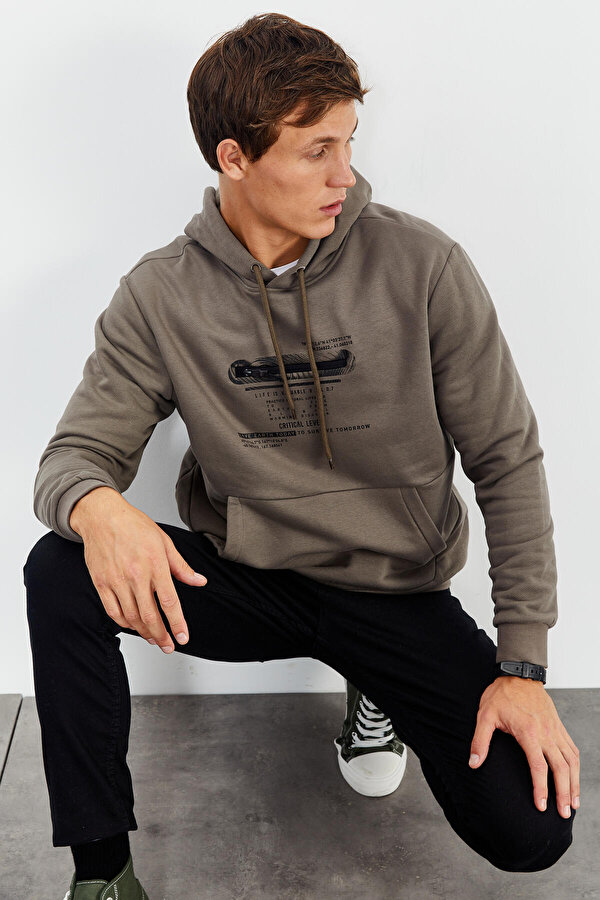 Tommy Life Camel Baskılı Kapüşonlu Kanguru Cep Rahat Form Erkek Sweatshirt - 88019 Tommy Life Camel Baskılı Kapüşonlu Kanguru Cep Rahat Form Erkek Sweatshirt - 88019