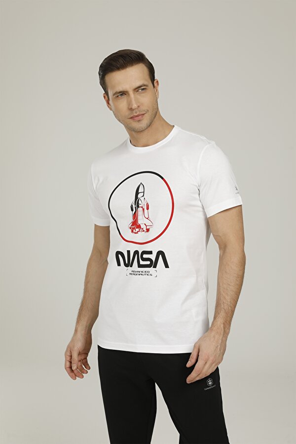 Lumberjack SN704 NASA ROCKET T-SHIRT Beyaz Erkek Kısa Kol T-Shirt