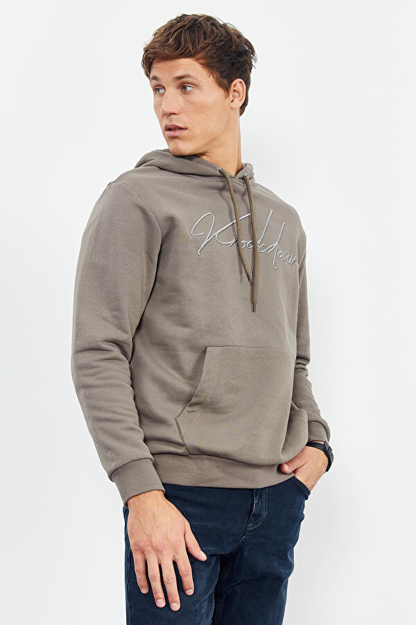 Tommy Life Camel El Yazısı Nakışlı Kapüşonlu Rahat Form Erkek Sweatshirt - 88007 Tommy Life Camel El Yazısı Nakışlı Kapüşonlu Rahat Form Erkek Sweatshirt - 88007