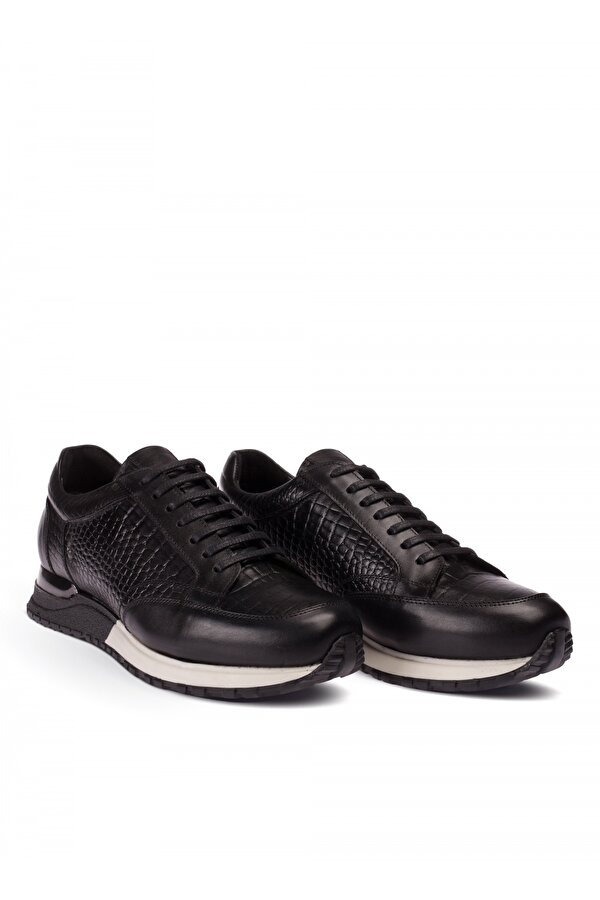 Deery Hakiki Deri Siyah Spor Erkek Sneaker Ayakkabı