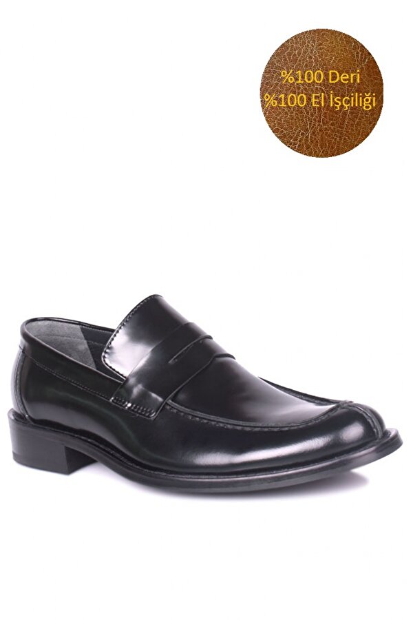 Fitbas - Erkan Kaban 332 020 Erkek Siyah Açma Deri Klasik Büyük & Küçük Numara Ayakkabı