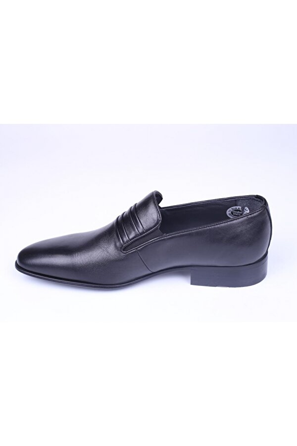 FOSCO 1080 Erkek Siyah Bağcıksız Hakiki Deri Klasik Ayakkabı
