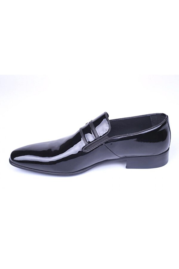 Dericibey DB-447 Erkek Siyah Bağcıksız Rugan Deri Klasik Ayakkabı