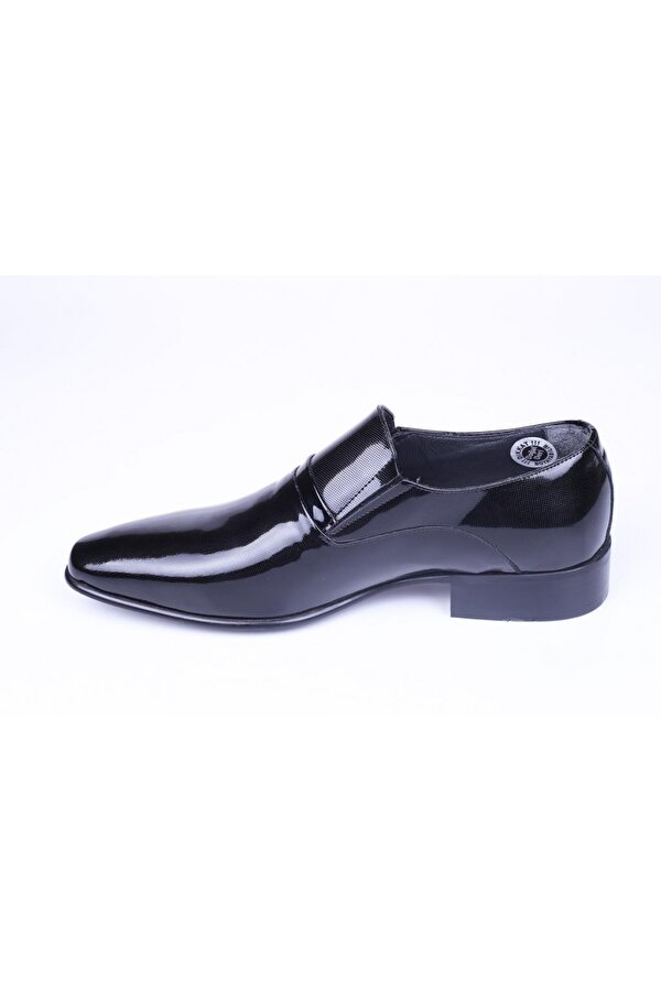 FOSCO 5049 Erkek Siyah Bağcıksız Rugan Deri Klasik Ayakkabı