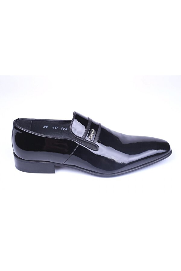 Dericibey DB-447 Erkek Siyah Bağcıksız Rugan Deri Klasik Ayakkabı FN9704