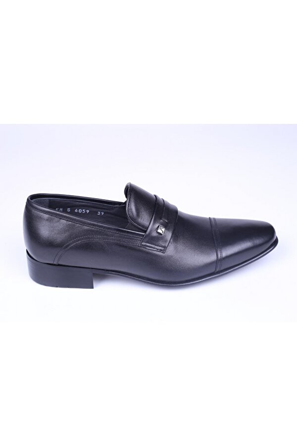 FOSCO 6059 Erkek Siyah Hakiki Deri Bağcıksız Klasik Ayakkabı FN9199
