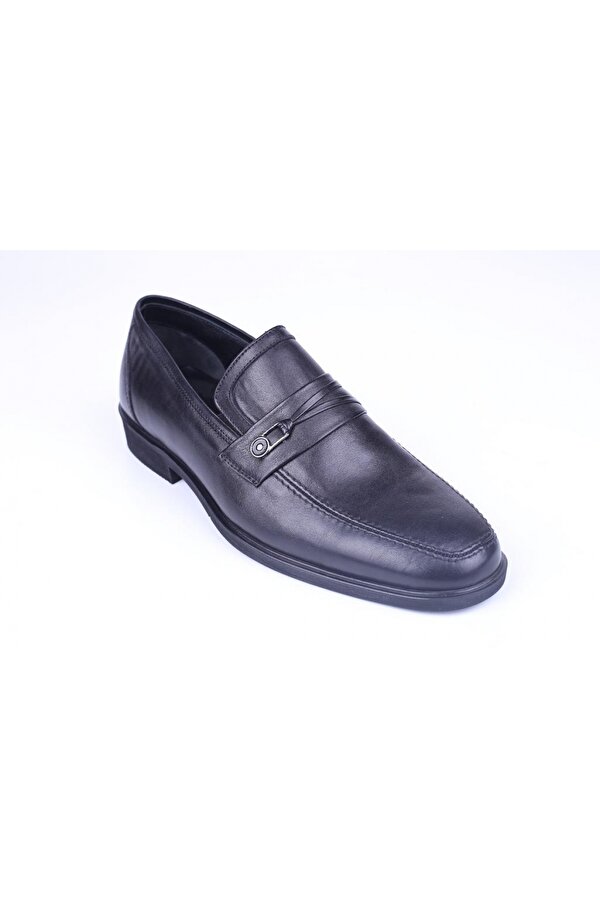 Ramer 0881 Erkek Siyah Hakiki Deri Klasik Bağcıksız Ayakkabı FN9191