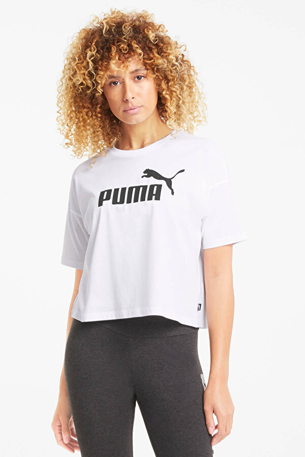 Puma ESS Cropped Logo Tee Beyaz Kadın Kısa Kol T-Shirt