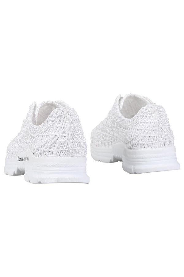 Modabuymuş Beyaz Dantel Örgülü Sneaker Yazlık Spor Ayakkabı - Molina