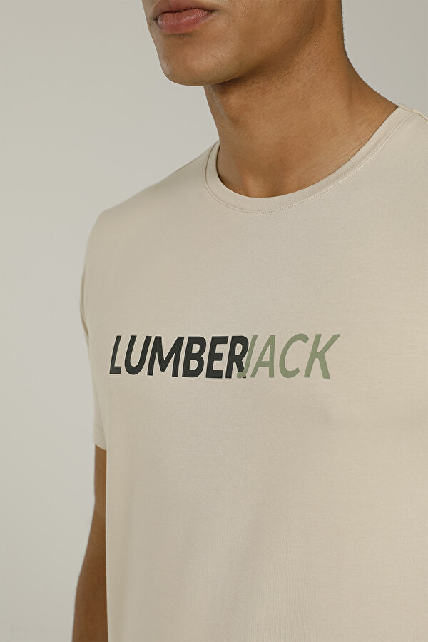 Lumberjack Ct1031 Dima Logo T-Shirt Бежевый Мужчина Футболка