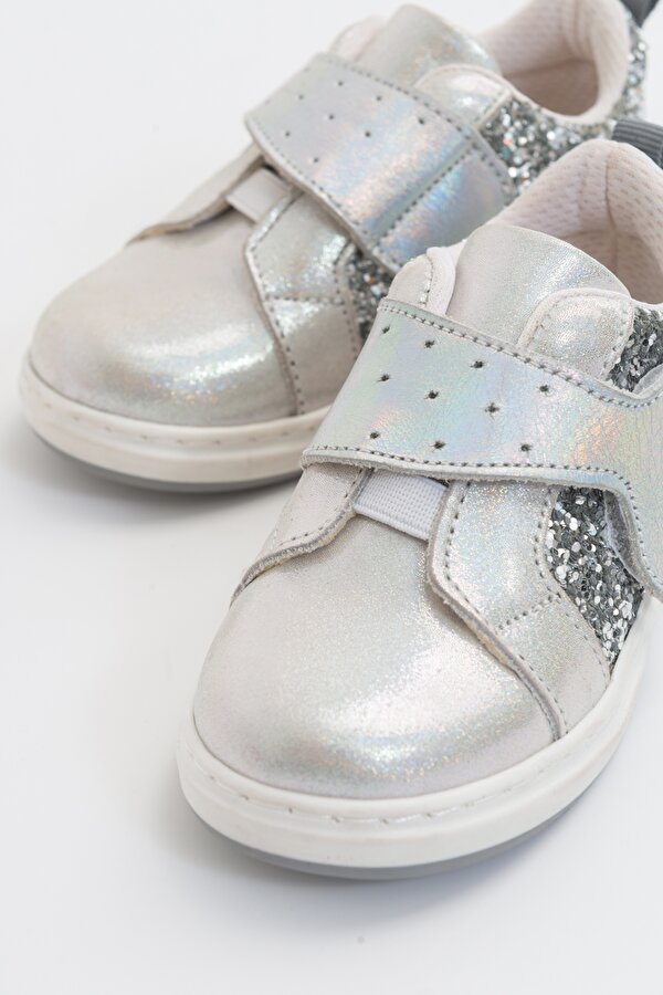 Minipicco Kız Cocuk Gümüş Deri Ortopedik Destekli Çocuk Ayakkabı