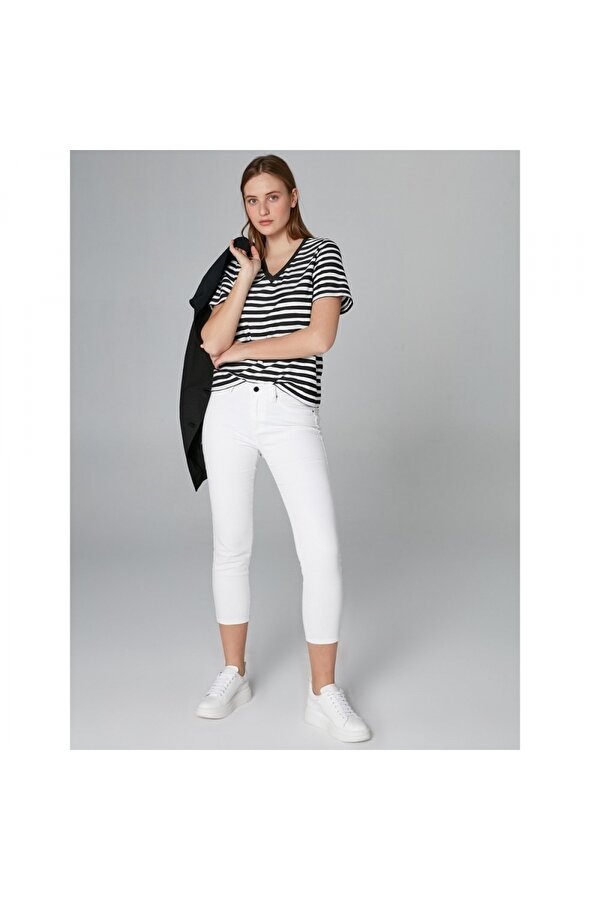 Faik Sönmez Kadın Slim Fit Coton Parça Boya Pantolon