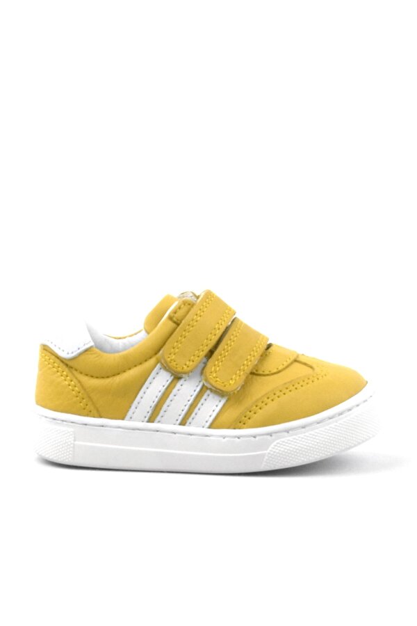 Rakerplus Hakiki Deri Sarı Cırtlı Bebek Spor Ayakkabı Sneaker