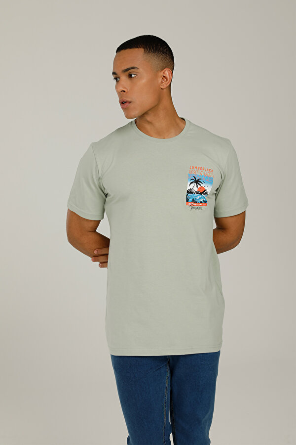 Lumberjack CT1138 ISLAND T-SHIRT 2FX PASTEL MINT Erkek Kısa Kol T-Shirt