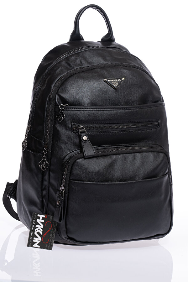 byHAKAN MEGA-621 yıkama deri kadın sırt çantası SİYAH