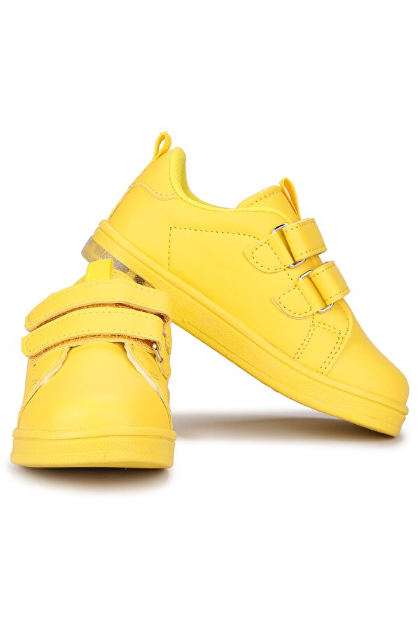 Kiko Kids Pkmn Günlük Cırtlı Işıklı Kız/Erkek Çocuk Spor Ayakkabı Sarı