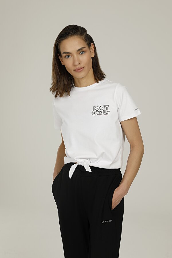 Lumberjack CT1106 CHIARA GATHERED MI Beyaz Kadın Kısa Kol T-Shirt