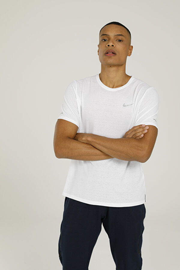Nike DRI-FIT MILER Beyaz Erkek Kısa Kol T-Shirt