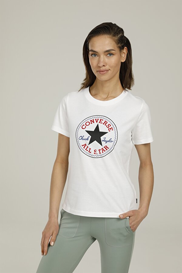 Converse CHUCK PATCH CLASSIC TEE Beyaz Kadın Kısa Kol T-Shirt
