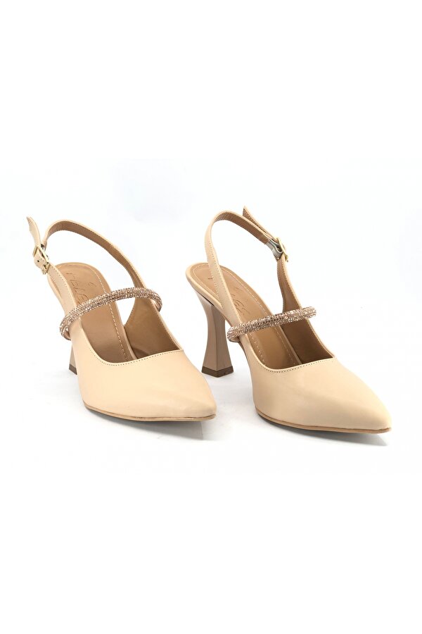 Kocamanlar Feles 106 Şerit Taşlı Kadın Topuklu Ayakkabı