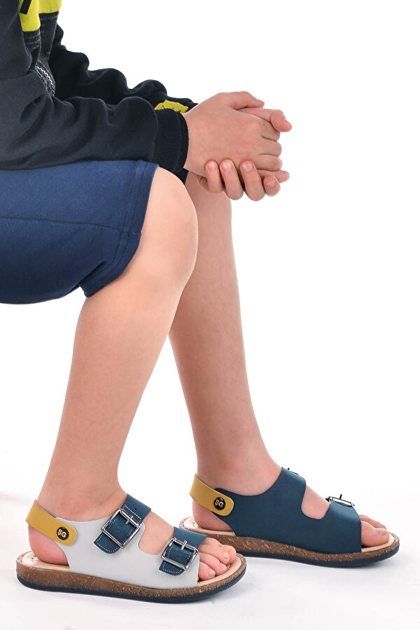 Şirin Bebe Kiko Şb 2330-39  Erkek Çocuk Sandalet Terlik Lacivert Sarı Gri