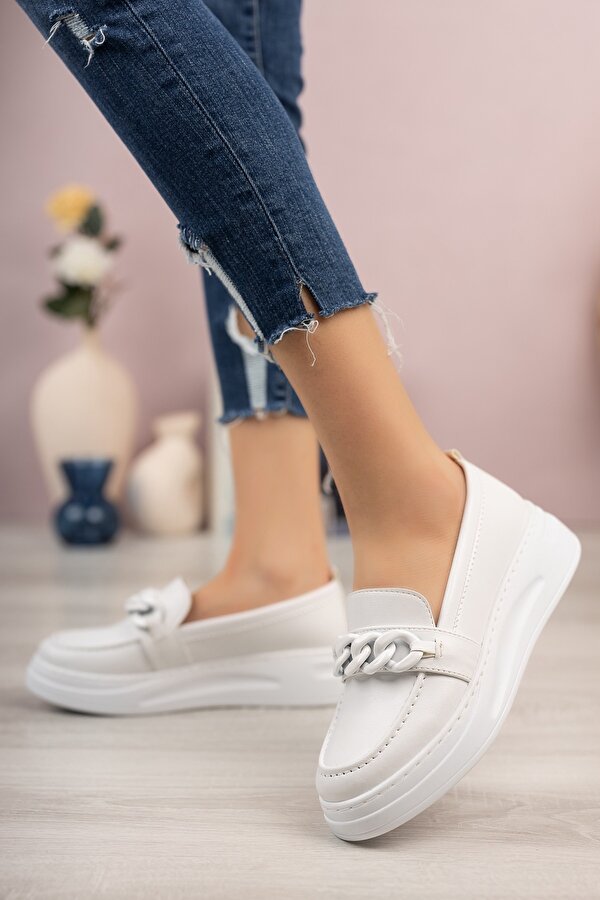 Freemax Kadın Günlük Suni Deri Hafif Rahat Casual Ayakkabı Beyaz