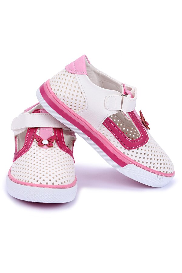 Kiko Kids Kiko Şb 2369-73 Orto pedik Kız Çocuk Bebe Ayakkabı Sandalet Beyaz Fuşya