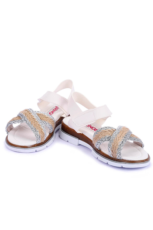 Kiko Kids Şb 2843-47 Orto pedik Kız Çocuk Sandalet Terlik Beyaz - Gümüş Kiko Kids Şb 2843-47 Orto pedik Kız Çocuk Sandalet Terlik Beyaz - Gümüş